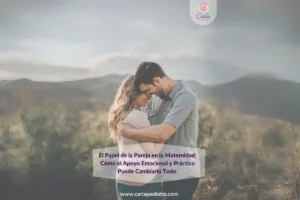 Una pareja abrazándose, mostrando apoyo y amor mientras la madre está embarazada.